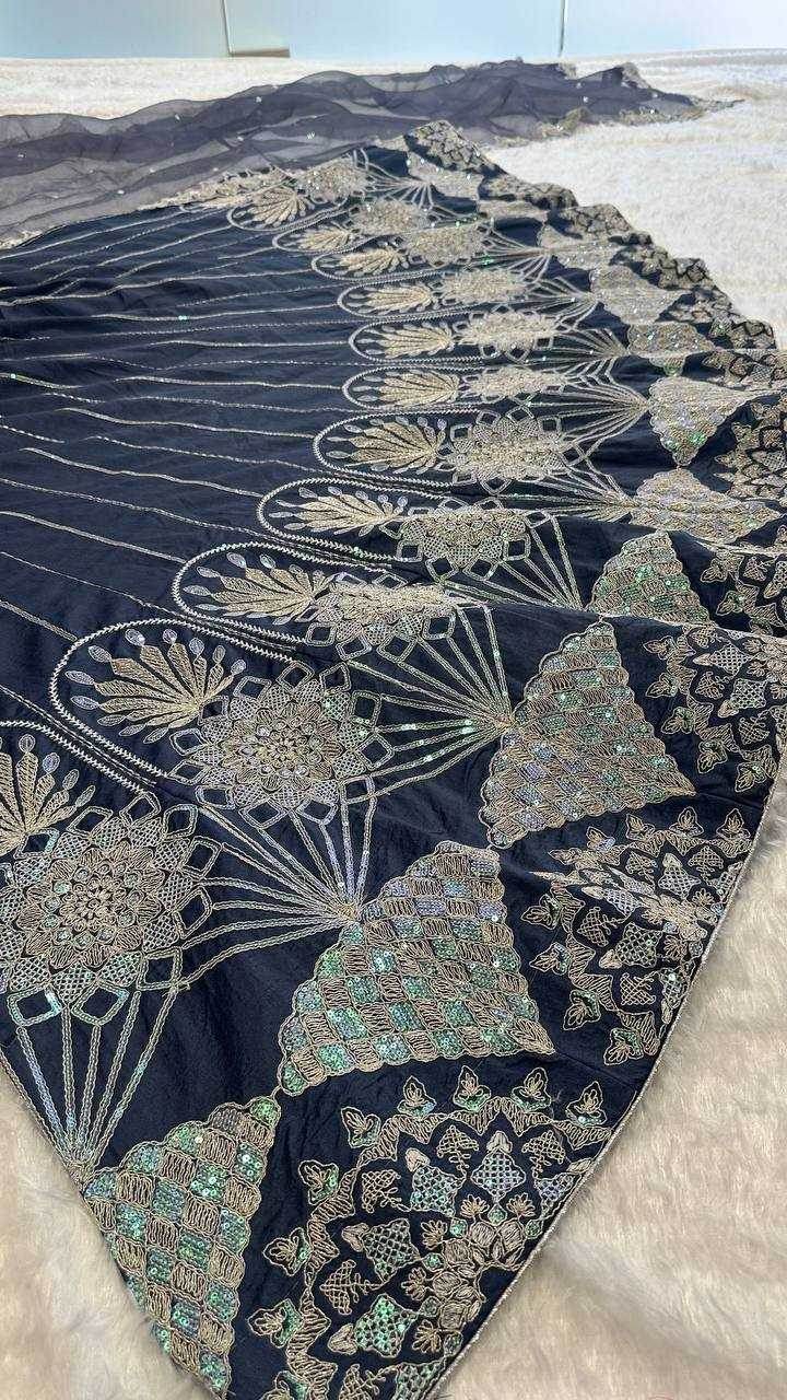 Rangoli Silk Thread Work Sequins Morpich Lehenga - MYLUXURY LANE ENTERPRISE
